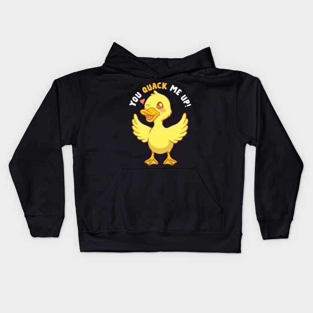 You Quack Me Up! Adorable Duckling Crack Me Up Pun Kids Hoodie by theperfectpresents